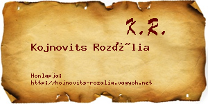 Kojnovits Rozália névjegykártya